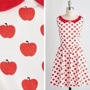 Modcloth Ixia Apple Print Collared Dress